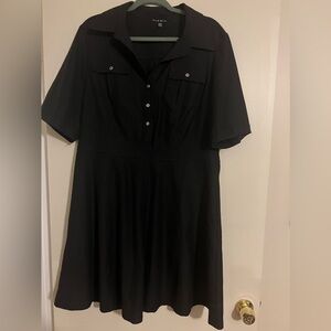 Black A-Line shirt dress with side zipper